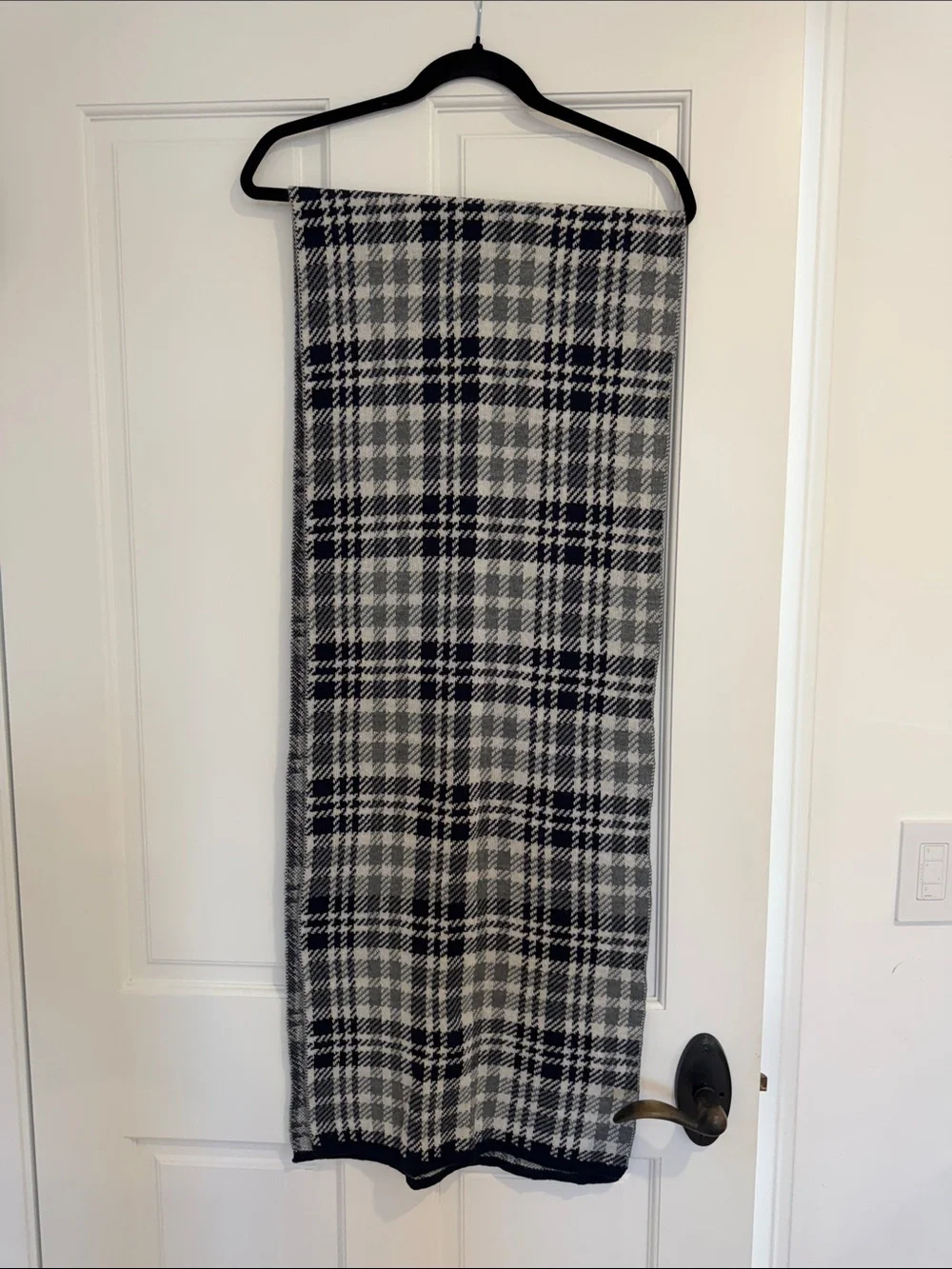 Missoni Navy, Gray and White Wool Blend Knit Scarf. Unisex